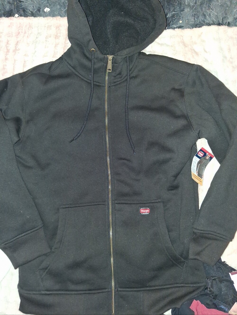 Wrangler Black Zip-Up Hooded Sweatshirt